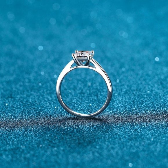 Certified 2ct. t.w. Moissanite Diamond Princess Cut Engagement Ring NEW - Picture 5 of 9